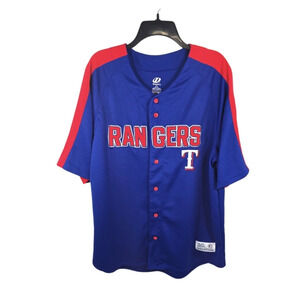 {Dynasty} Men's Texas Rangers Authentic Button Up Stitched Jersey